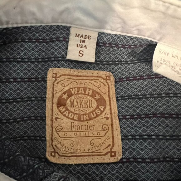 Wah Maker Small Blue Collarless Button up Shirt *tailored* - Picture 5 of 6